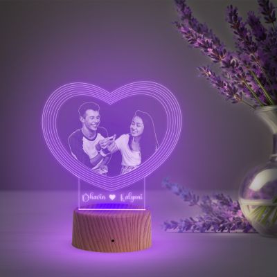 Couple night lamp with Warm White light Customized With Photo gift fir wife husbansd